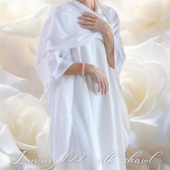 Luxury silk scarf Accessories - 100% SILK White Shawl Scarf Wedding Large Satin Bridal Cover up Bridesmaid Wrap